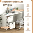 thumbnail image 5 of 43" Computer Desk with Power Outlets & 2 Drawers, Writing Studying Working Desk for Home Office, White, 5 of 9