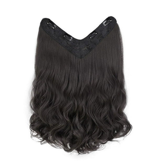 1 Pce Perruque Longue Bouclée pour Femmes Cheveux Ondulés à la Mode Perruque en V Température Élevée Pièce Invisible