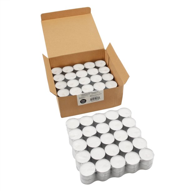 Stonebriar 8 Hour Long Burning Tea light Candles, White, Bulk 100 Pack