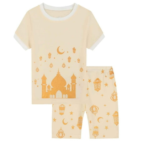

Gunia Toddler Boys Outfits Sets Kids Baby Cartoon Printed Loose Cute Casual T Shirt Grid Shorts Outwear 2-3 Years