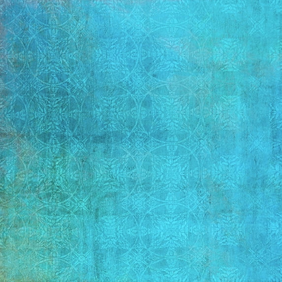 Ahgly Company Indoor Square Oriental Light Blue Industrial Area Rugs, 7' Square