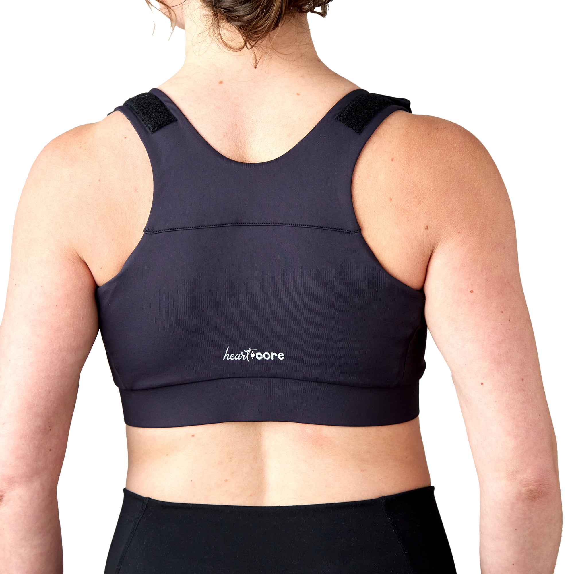 heart&core Shirl Bra, Post-Surgery, Racerback Zip Bra, Black, Small, 1 Ct