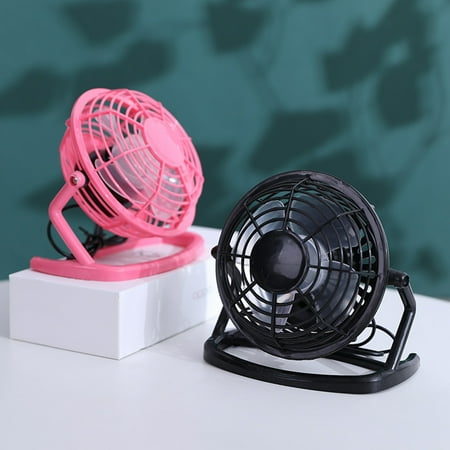 

Fairnull Mini Fan Quiet 4 Blades Stable Base Strong Wind Easy to Carry Cooling 3 Colors 360 Degree Rotation USB Fan for Dormitory