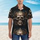 thumbnail image 2 of Fotbe Metal Style Horned Skull Camisa Hawaiana para Hombre Unisex – Camisa Casual de Verano con Botones de Manga Corta de Algodón y Lino,XX-Large, 2 of 7