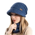 thumbnail image 4 of XIAOCHA Women’S Brim‑Attached Beanie Solid Casual Fall‑Winter Toque,G, 4 of 4