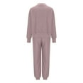 thumbnail image 3 of Womens 2 Piece Outfits Knit Sweater Sets Oversized Button Down Cardigan Pants Loungewear Solid Color Lounge Suit (Purple M）, 3 of 7