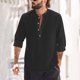 thumbnail image 1 of pstuiky camisas de manga larga para hombre, Blusa de cuello alto con mangas largas y botones de color liso para hombre Tops casuales para hombres xxxl, 1 of 6