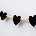 thumbnail image 6 of Lssam Valentine's Day Garland with Black Felt Hearts and Wood Beads - Farmhouse Mantle Banner Neutral Wall Hanging for Holiday Party Decor (Heart Black), 6 of 7