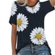 thumbnail image 5 of Camiseta Blusa De Manga Corta Con Estampado Floral Mujer Summer Losse Top, Negro, S AweSitey AP002391-01, 5 of 7