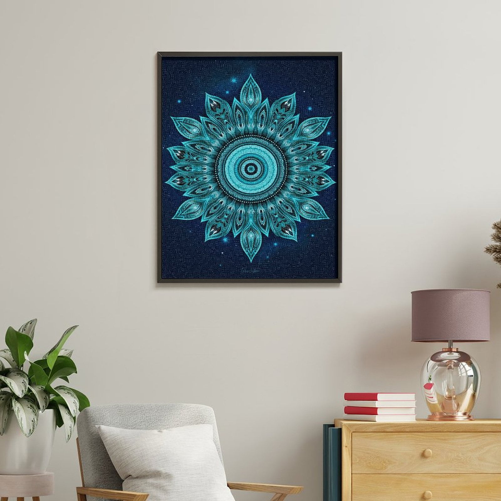 Paint By Numbers Kit for Adults Beginner - DIY Azure Mandala Starburst Art Canvas Painting Kits for Adults, Frameless Paint By Number for Adults for Home Wall Decor 16x20 Inch