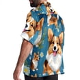 thumbnail image 3 of Corgi Dog Men's Short Sleeve Poplin Shirt, Casual Printed Button Down, Summer Beach Hawaiian Shirts, Unisex, 3 of 6