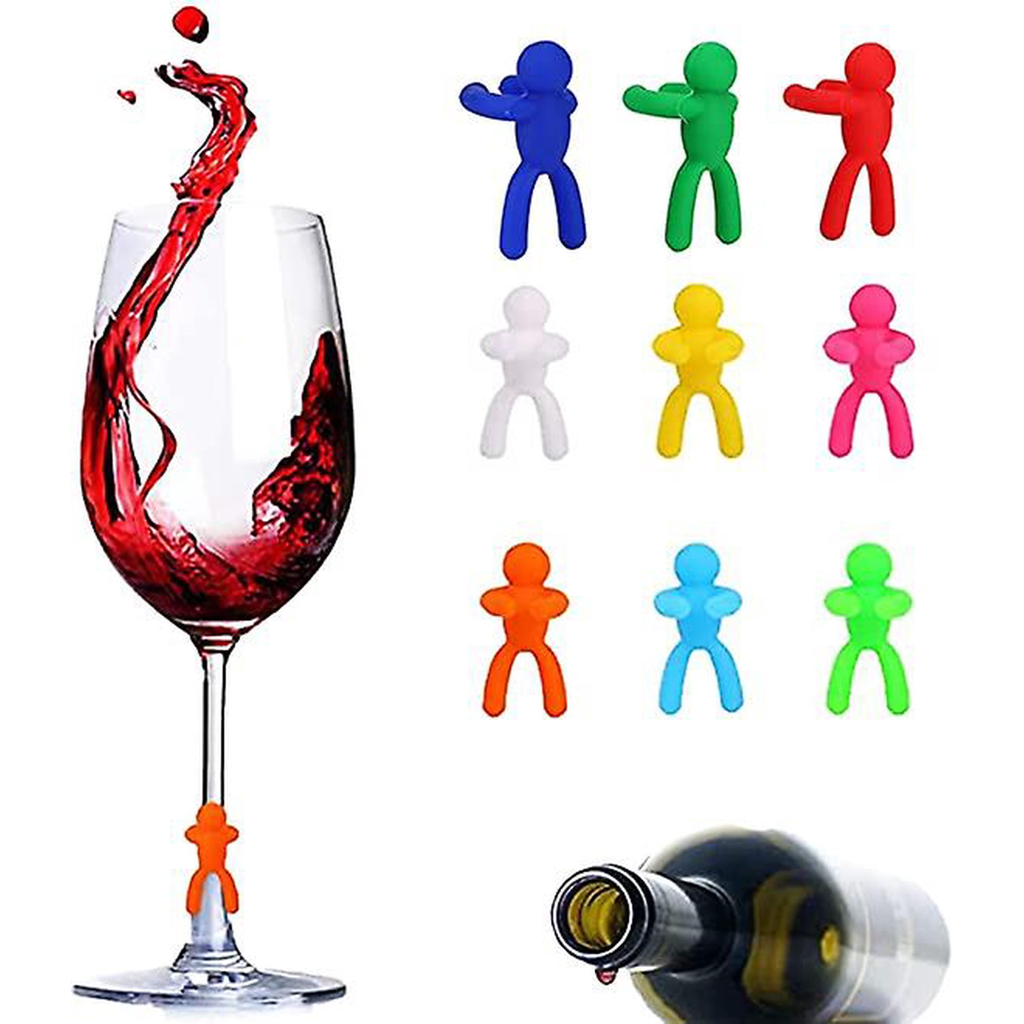 12 Marque-Verres Silicone Colorés - Identificateur Verre Fête