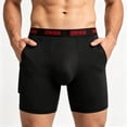 thumbnail image 4 of Yyeselk Mens Long Leg Athletic Boxer Briefs with Side Pockets Anti-Chafing Breathable Comfy Underwear Red S, 4 of 5