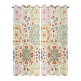 thumbnail image 2 of Beige Boho Outdoor Curtains for Patio, Retro Ethnic Shabby Colorful Floral Patterned Privacy Drapes Grommet Waterproof Outside Curtains for Porch/Cabana/Balcony 54"x 84", 2 Panel, 2 of 9