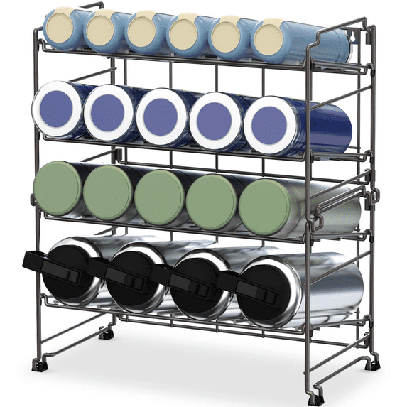 AULEDIO Adjustable Water Bottle Organizer Storage, 2-Tier Stackable Water Bottle Holder Rack, Brone (2 Pack)