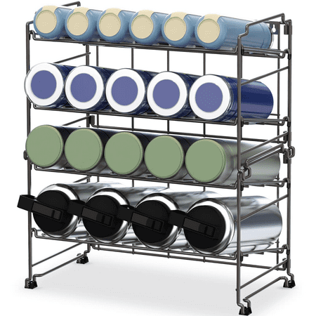 

Auledio Water Bottle Organizer 4-Tier Wall-Mounted Adjustable Water Bottle Storage Rack Stackable Water Bottle Holder for Kitchen Countertop Pantry Cabinet Bronze