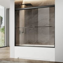 Sunny Shower Double Sliding Bathtub Door 60 in.W x 62 in.H Black Finish Framed with 1/4 in. Clear Tempered Glass