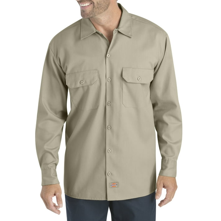 Dickies Mens and Big Mens Long Sleeve Flex Twill Shirt - Walmart.com