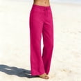 thumbnail image 4 of QATAINLAV Women's Wide Leg Linen Pants Elastic Waist Drawstring Summer Casual Beach Pant Lightweight Lounge Trousers with Pockets Hot Pink L, 4 of 8