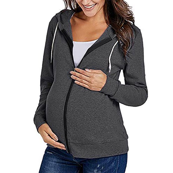 Maternity Tops Clearance Maternity Long Sleeve Zipper Solid Color Breastfeeding Pregnant Nursing Blouse Tops Coat
