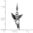 thumbnail image 2 of Amore La Vita Rhodium Plated Oxidized 3-d Shell Pearl Religious Guardian Angel Charm 30x14.5mm Wide Pendant Necklace for, 2 of 2