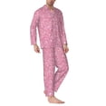 thumbnail image 2 of Sikiie Glitter Pink Mens Pajama Set, Soft Warm Long Sleeve Sleepwear, Cozy Button-Down Pjs for Men-X-Large, 2 of 7