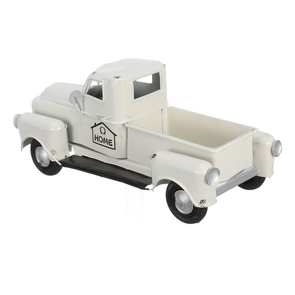 WRISTBIQUE Truck Ornaments Vintage Rust Truck Decor Metal White 1Pack