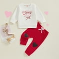 thumbnail image 2 of Bagilaanoe 2Pcs Toddler Baby Girl Boy  Valentine's Day Clothes Letter Print Long Sleeve Sweatshirt Tops + Heart Sweatpants 6M 12M 18M 24M 3T Kids Casual Sweatsuits Pants Set, 2 of 6