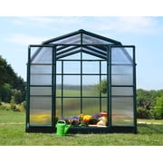 Palram - Canopia Grand Gardener 8 x 8 Twin-Wall Walk-In Greenhouse - Green - with Roof Vent