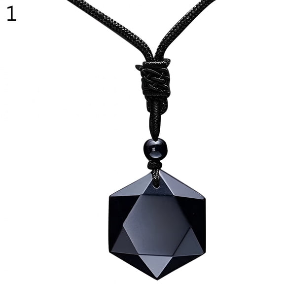 DESIGNICE Unisex Natural Energy Stone Hexagram Obsidian Necklace Jewelry Gift