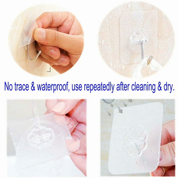 Adhesive Hooks Heavy Duty Wall Hangers Without Nails 22lbs(Max) 180 Degree  Rotating Anti-Skid Reusable Traceless Ceiling Hooks for Hanging Bathroom