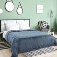 thumbnail image 1 of Manta de Cama de Lujo PiccoCasa de Forro Polar Tejido de Malla Tamaño Full/Queen Color Azul Marino, 1 of 7