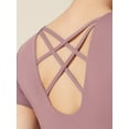 thumbnail image 3 of PISONIC Women's Athletic Crop Top with Cross-Back Design and Built-In Bra Pads - Short Sleeve Activewear for Running, Yoga, Cycling - Breathable, Stretchy, Cycling Top | Cross Back Design, 3 of 10