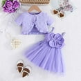 thumbnail image 2 of Girls Dresses Toddler Baby Girls Summer Solid Strap Dress and Short Sleeve Cardigan 2 Piece Set Dress for Girls Dark Purple 3 Years-4 Years, 2 of 6