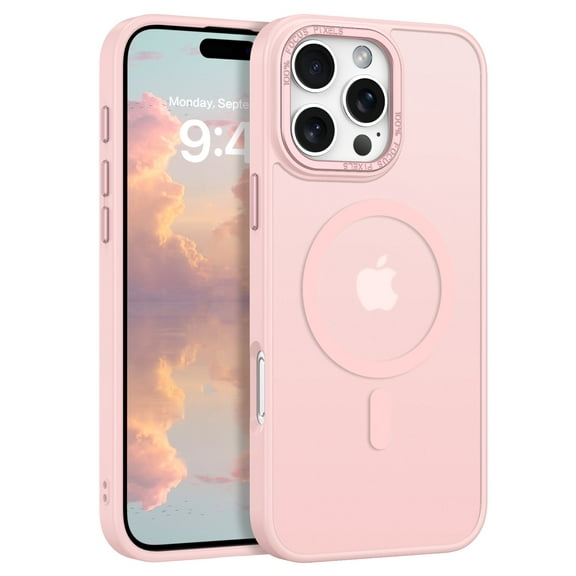 DOMAVER iPhone 16 Pro Max Case (6.9 Inch) - Slim Magnetic Matte Cover with MagSafe Compatibility, Shockproof Protection - Pink