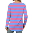 thumbnail image 6 of miqiqism Great discounts！Women's Striped Shirts Trendy Tunic Blouses Juniors Dress Long Sleeve Tops Round Neck Pullover Clothing Fall,Striped#01_Pink,Small, 6 of 6