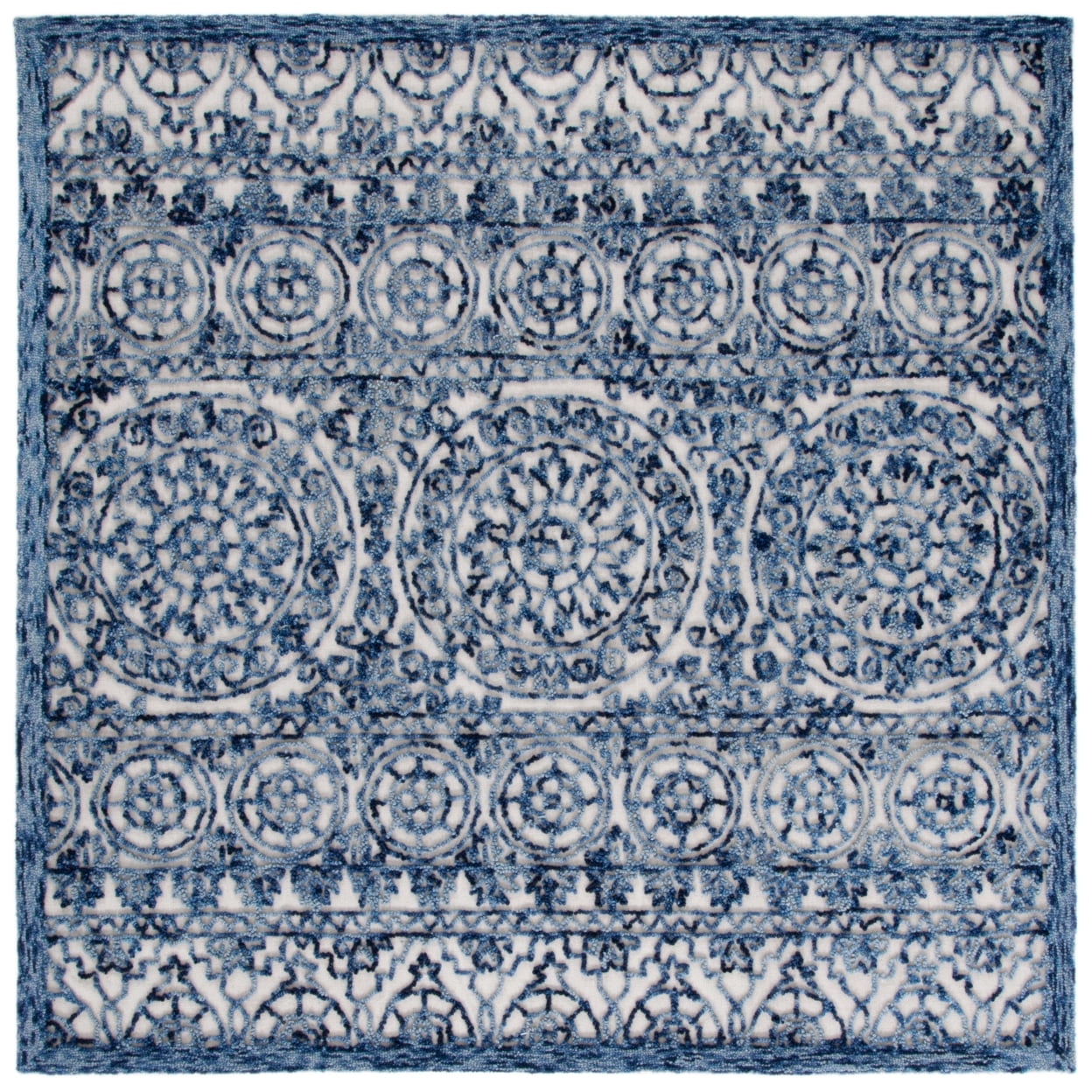 SAFAVIEH Trace Aditi Oriental Area Rug, Navy/Ivory, 4' x 6'
