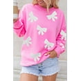 thumbnail image 2 of Women's Bonbon Pink Sequin Bowknot Graphic Drop Shoulder Pullover Sweatshirt | [ZhiHiMeRi] | (US 12-14)L, 2 of 7