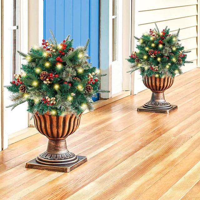 KER Faux Floral Arrangement Festive For Holiday Realistic Potted Perfect For Seasonal Home Holiday Centerpiece For Cheerful Atmosphere