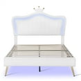 thumbnail image 2 of THOWDEE Princess PU Leather Upholstered Full Bed with Crown Headboard, Kids, Glam, White, 2 of 9