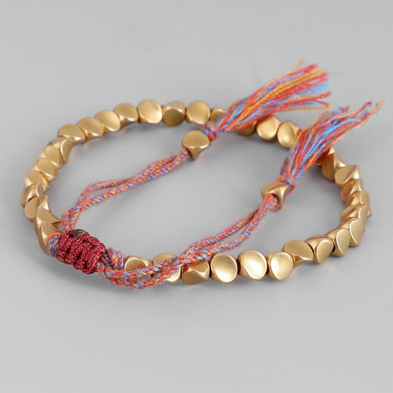 Akoada Tibetan Copper Beads Bracelet Adjustable Handmade Braided Copper Bracelet Jewelry Gifts for Women Men, Lucky Tibetan Bracelet, Men's, Size: One