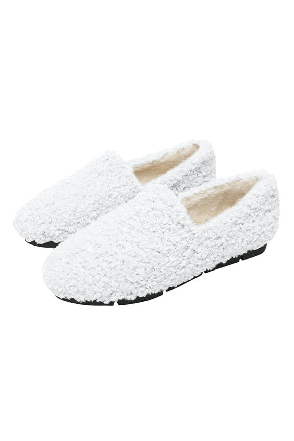 Women's Faux Fur Mule Slippers, Warm Plush-Lined Flat Shoes for Indoor & Outdoor Use