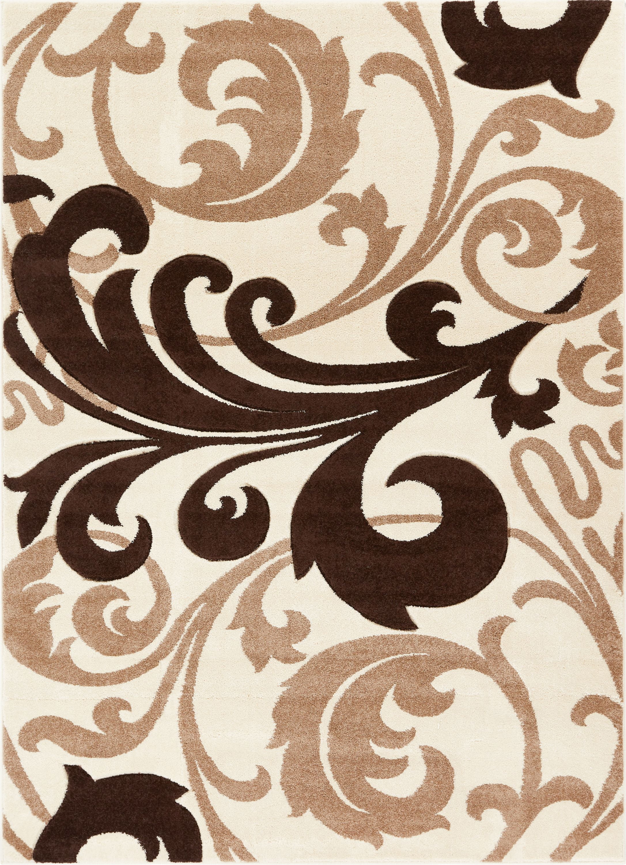 Melanie Floral Ivory & Beige Modern Geometric Comfy Casual Fleur-de-Lis ...