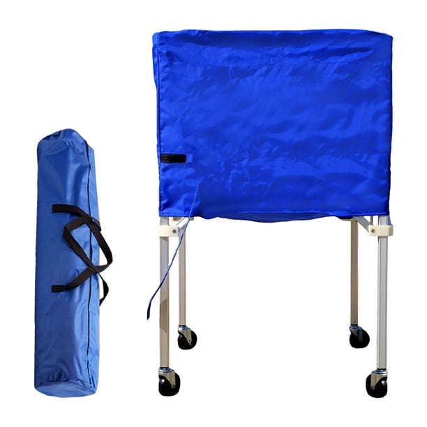 Carro rodante para pelotas deportivas con bolsa, carro plegable para guardar pelotas de gimnasio, recogedor de pelotas para Azul