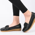 thumbnail image 2 of Xfvqtps Loafers for Women Micro Wedge Low Heel Slip on Bow Decor Close Toe Soft Sole Comfortable Non Slip Walking Casual Shoes Black, 2 of 7