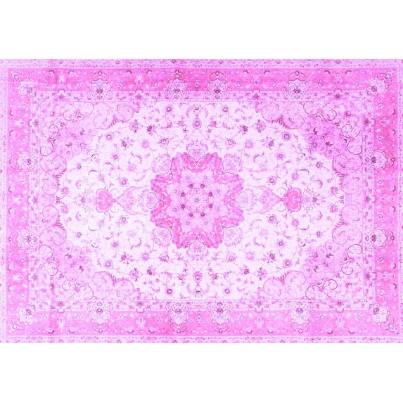 Ahgly Company Indoor Rectangle Medallion Purple Traditional Area Rugs, 7' x 10'