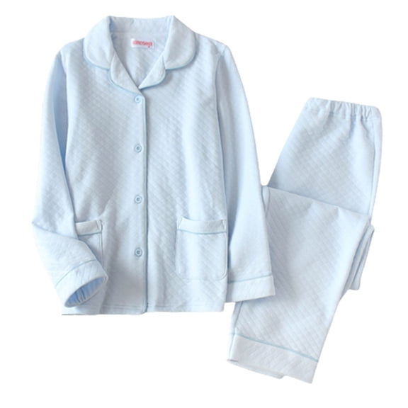 ICHUANYI Women's Button Casual Long Sleeve Tops Loose Print Pants Home Clothing Pajamas Set