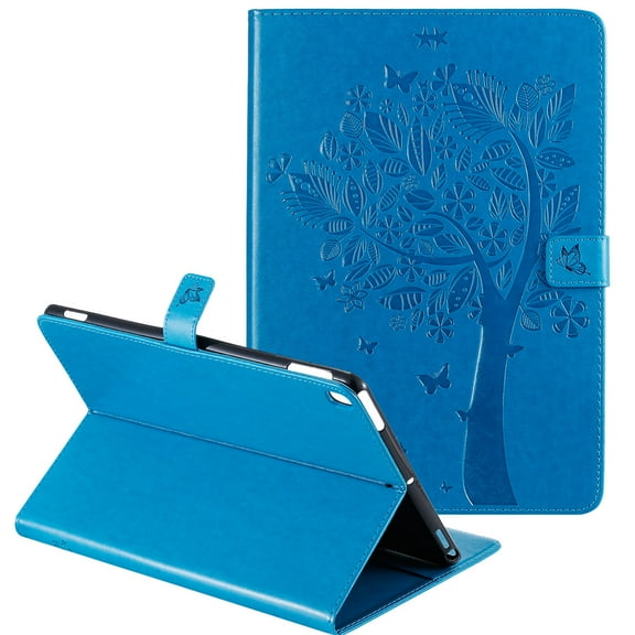 Allytech Folio Case for New iPad 7th Generation 2019, PU Leather Slim Smart Cover Auto Sleep Wake Folio Kickstand Lightweight Shockproof Cards Pocket Wallet Case Cover for Apple iPad 10.2",Blue