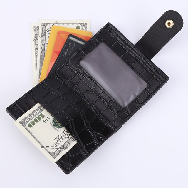 Bolsa Mini monedero con múltiples ranuras para tarjetas de piel de cocodrilo (negro) JShteea Para Estrenar