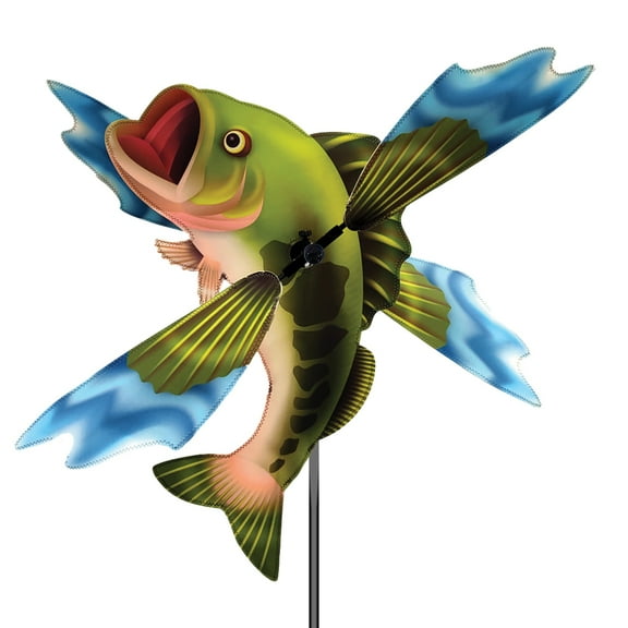 Whirligig Spinner Bass – Dynamic Fishing-Themed Design, Weather-Resistant Outdoor Decor, Durable & Lightweight for Patios, Yards, and Gardens - Eye-Catching Wind Spinner